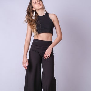 High Waist Black Loose Wide Leg Pants/Extravagant High Rise Palazzo Pants/Cyberpunk Black Cargo Style Trousers image 7