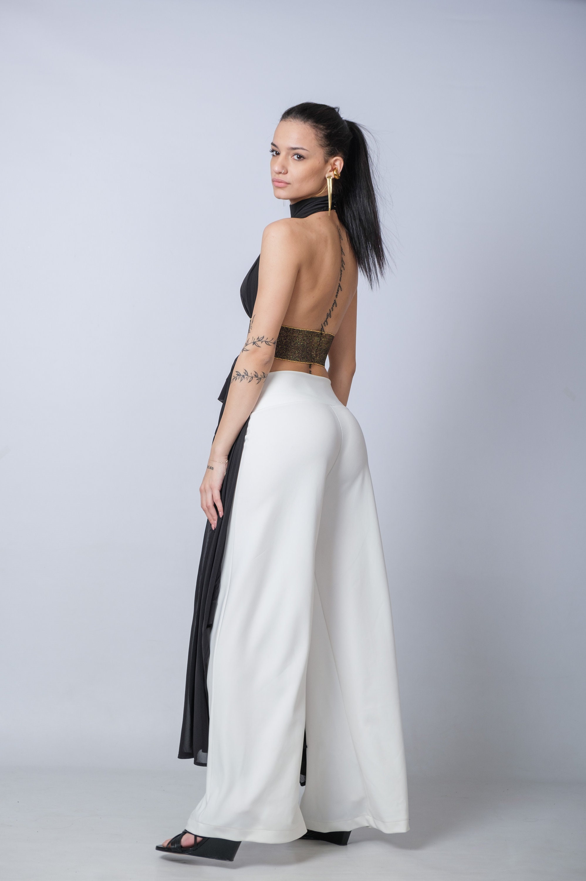 Extravagant Black Sheer Cape Tunic/mesh Asymmetric Long Top/transparent ...
