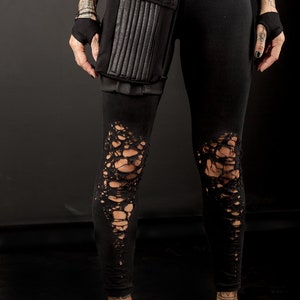 Basic Shredded Leggings/Distressed futuristic women's leggings