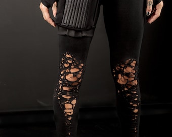 Basic Shredded Leggings/Distressed futuristic women's leggings