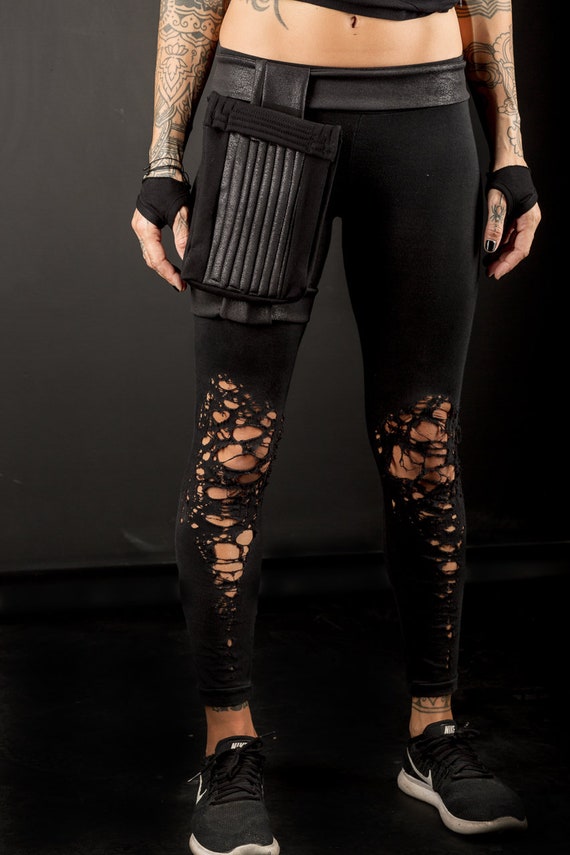 Basic Shredded Leggings/distressed Futuristic Women's Leggings 