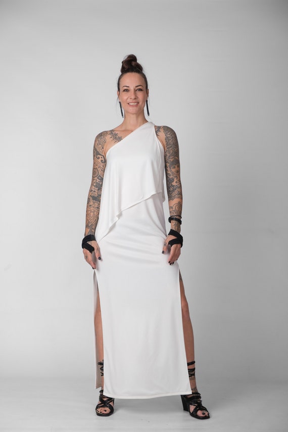White One Shoulder Elegant Dress S/M / White White One Shoulder Elegant Dress S/M / White