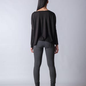 Custom size oversized knit top, draped shoulder winter blouse for everyday comfort