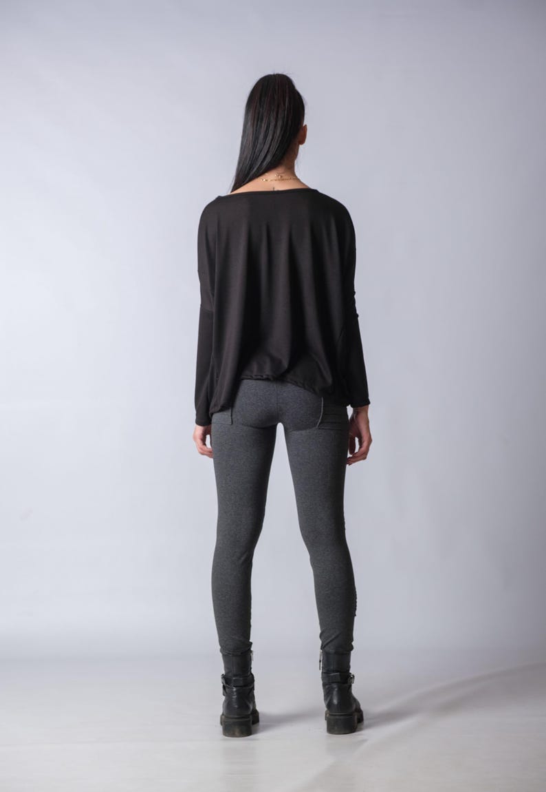 Custom size oversized knit top, draped shoulder winter blouse for everyday comfort