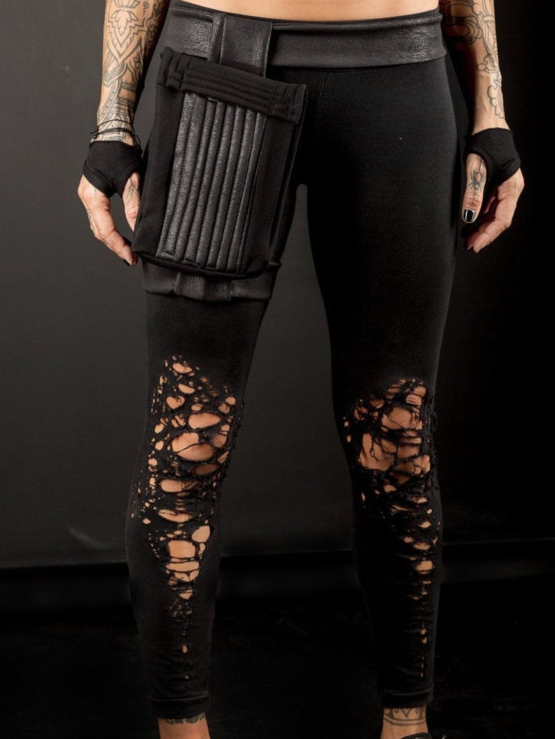 Basic Shredded Leggings/Distressed futuristic women's leggings image 3