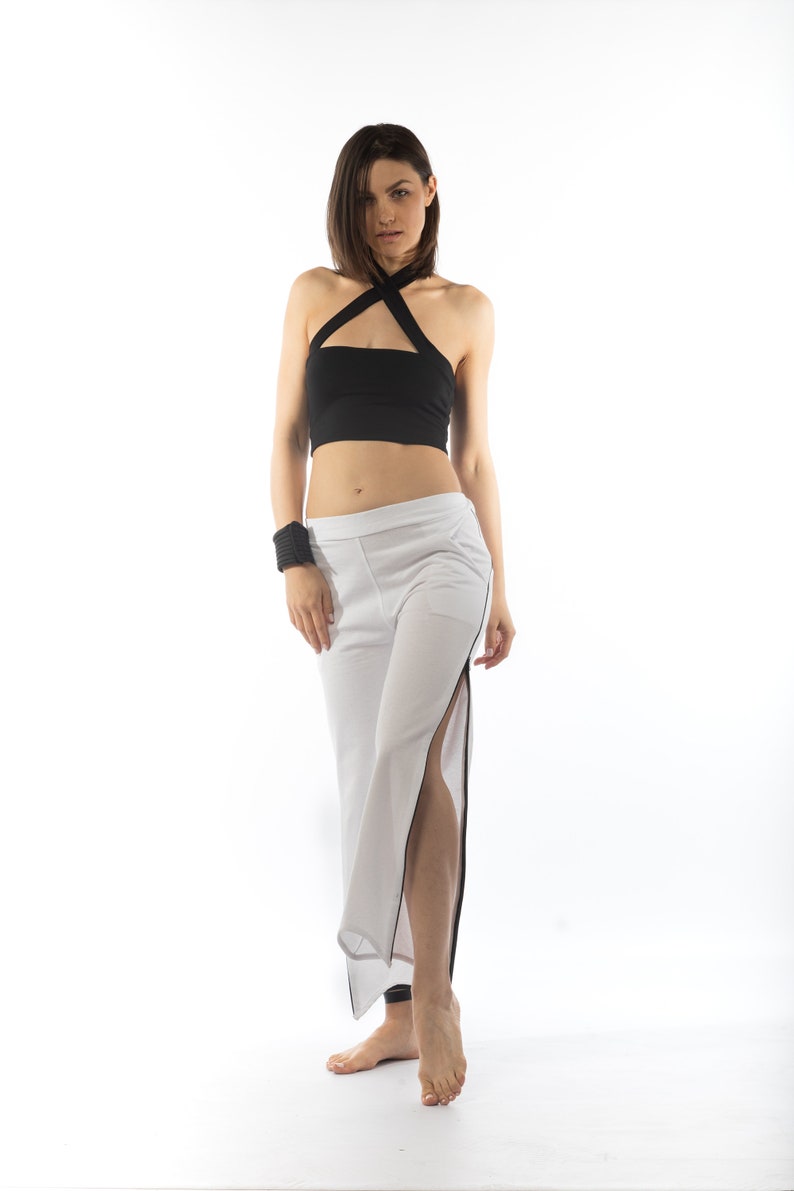 Bootcut side zip pants elastic waist