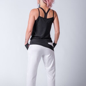 Women's cotton straight leg pants/Everyday Pleated Ankle Pants/Women's White Cyberpunk Style Pants image 9