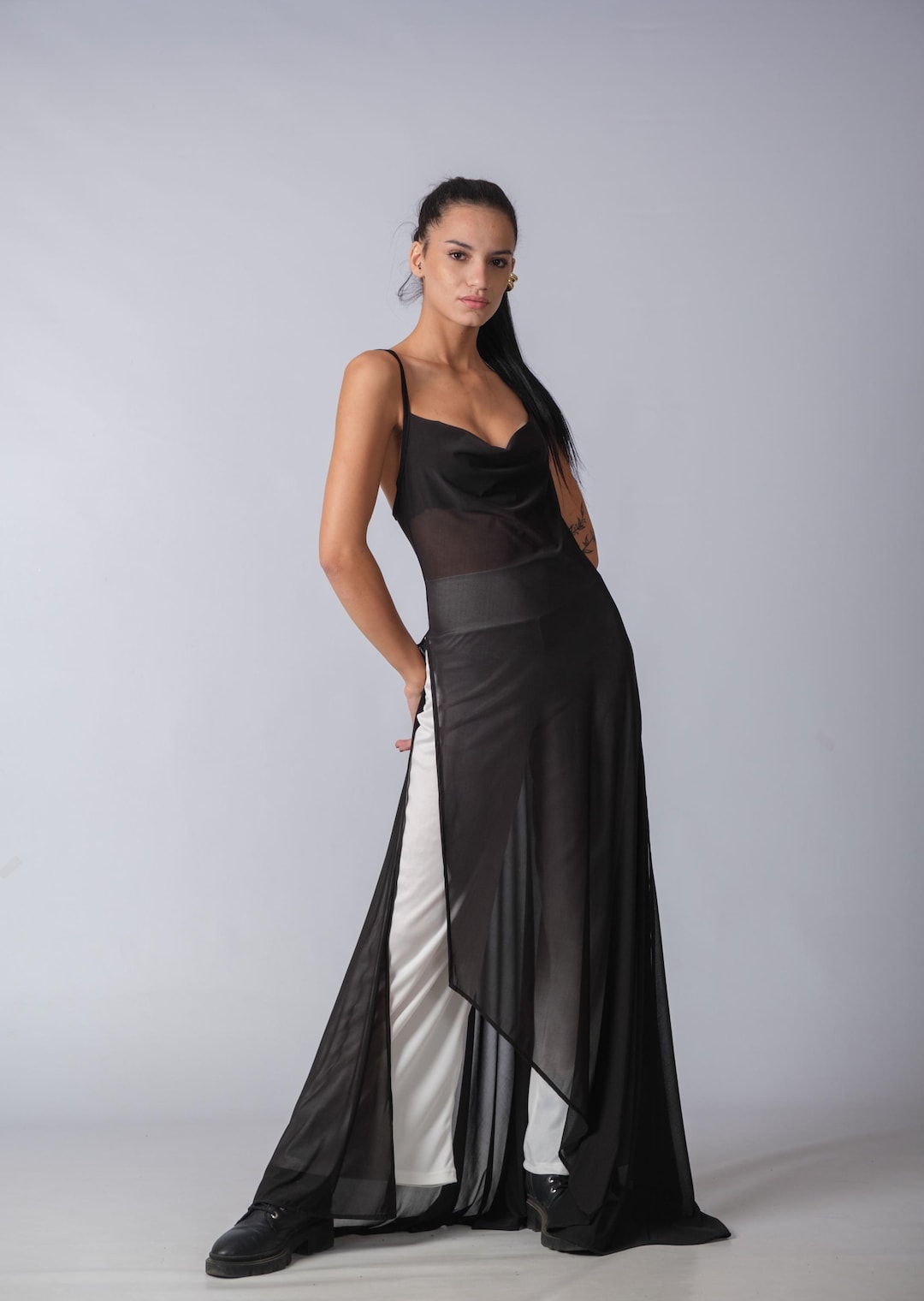 Extravagant White Sheer Cape Tunic