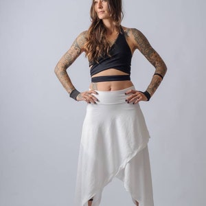 NEW asymmetric wide leg pants and skirt/Cotton High waisted plus size skirt/Edgy ankle length loose pants/Cyberpunk, palazzo pants image 9