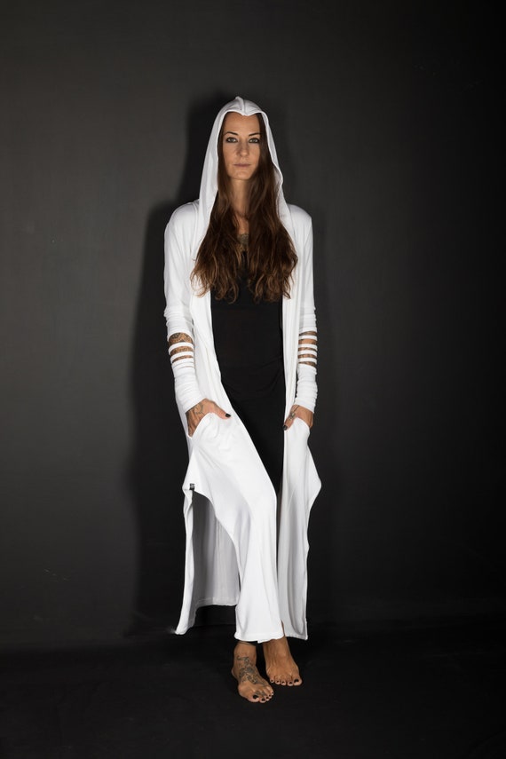 レディースフード付きアシンメトリーカーディガン/サイバーパンク