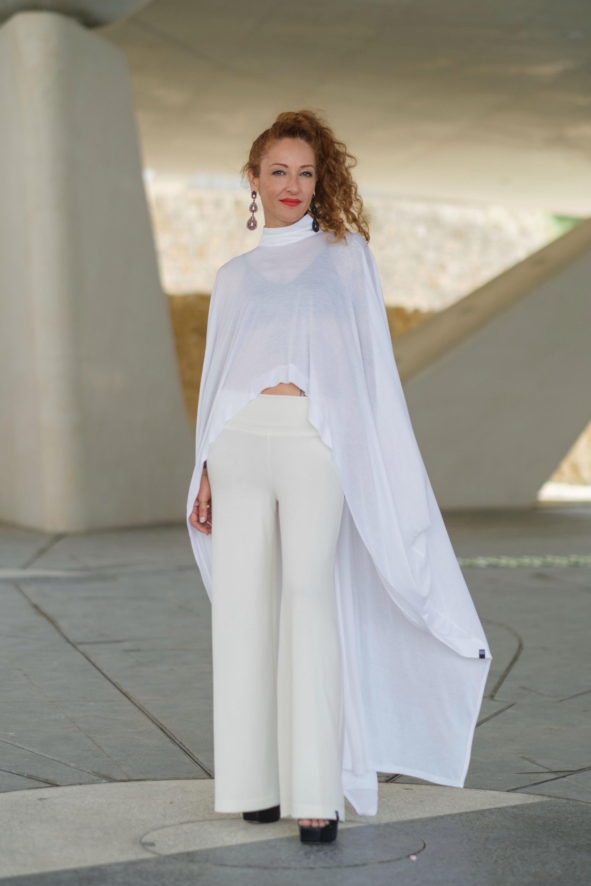 シャツ+ブラウス(長袖+七分) eaphi flare sleeve sheer cape blouse 再値下eaphi flare sleeve sheer cape blouse - メルカリ
