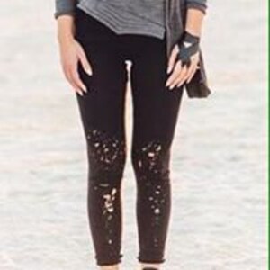 Basic Shredded Leggings/Distressed futuristic women's leggings image 10