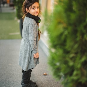 Girls asymmetric long cardigan / Girls edgy open front cardigan