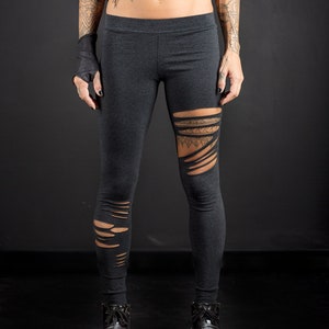 Women&#39;s Ripped Cotton Lycra Leggings/High Waist Leggings