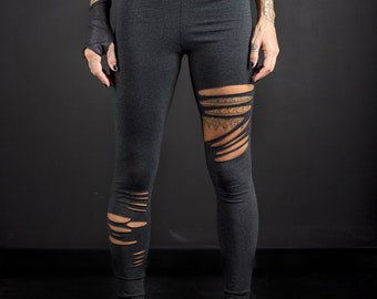 Leggings en Lycra en coton déchiré pour femmes/Leggings taille haute