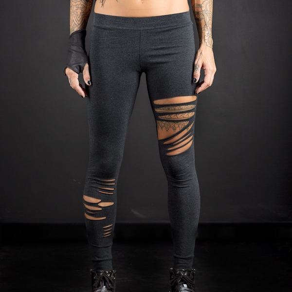 Leggings en Lycra en coton déchiré pour femmes/Leggings taille haute