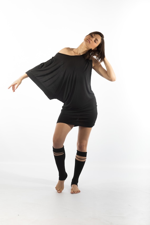 one shoulder bat sleeve dress Ladmous Women's Off Shoulder Bat Sleeve Party Dress Club Ruched Bodycon Mini