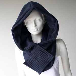 futuristic hooded scarf/post apocalyptic scarf /cyberpunk women's hooded scarf/cyber goth accessories