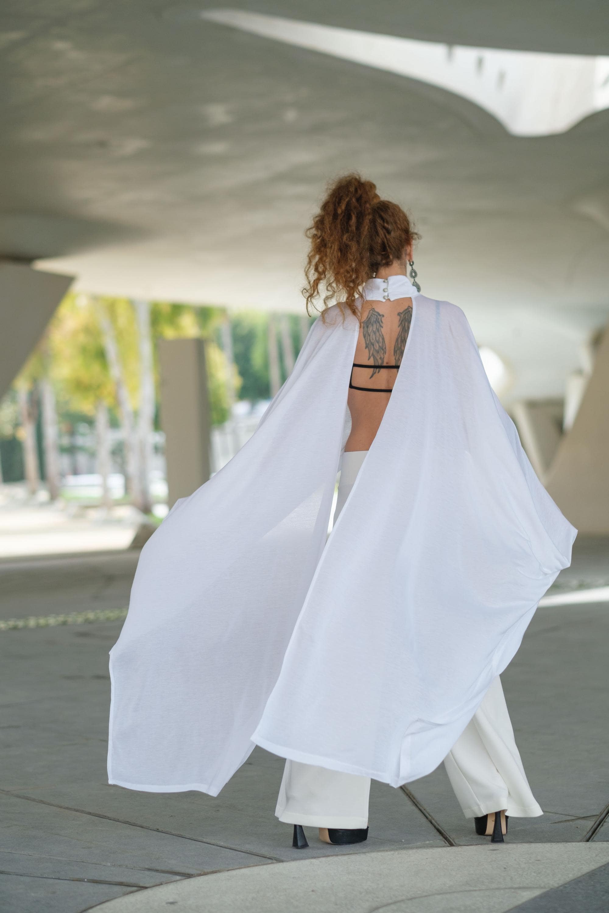 White Sheer Cape Tunic, Asymmetric Mesh Top, Backless Blouse - Etsy