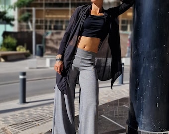 Women's Sheer Oversized Asymmetric Shirt Tunic/Long Sleeve Edgy Shirt