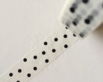 15mm x 10m washi masking tape - black, dots (yu)