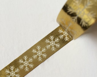 15mm x 10 m washi masking tape - gold foil, snow (yu)