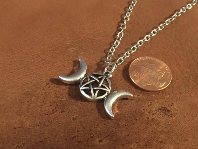 Triple Moon Pentagram Necklace