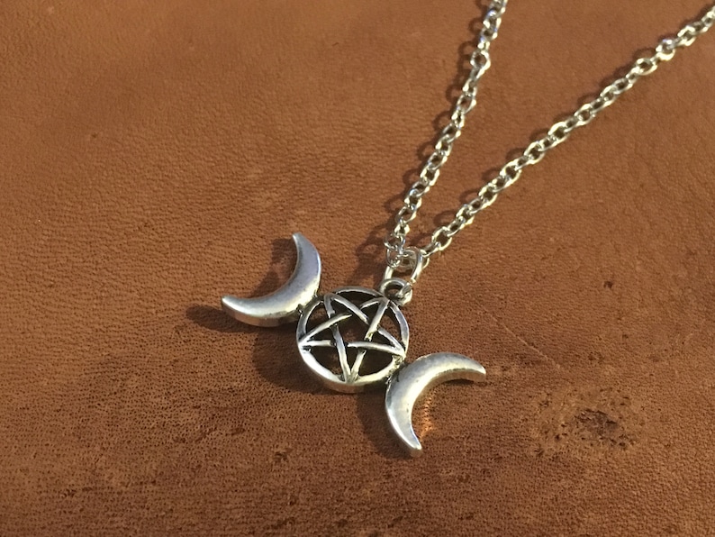 Triple Moon Pentagram Necklace
