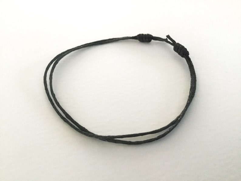 3 BRACELET ADJUSTABLE ANKLET BLACK BRAIDED COTTON HEMP EVIL EYE mens women new