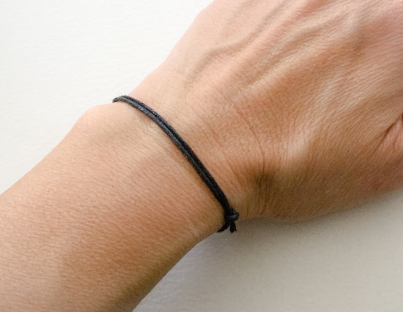 Mens black thread bracelet cheap