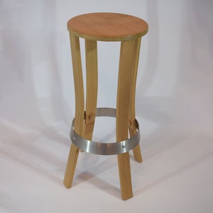 Natural oak bar stool, height 80 cm, self-assembly, raw barrel.