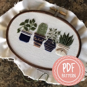 Digital Download Oval Plant Embroidery Pattern PDF