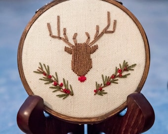 Embroidery hoop: Reindeer Ornament