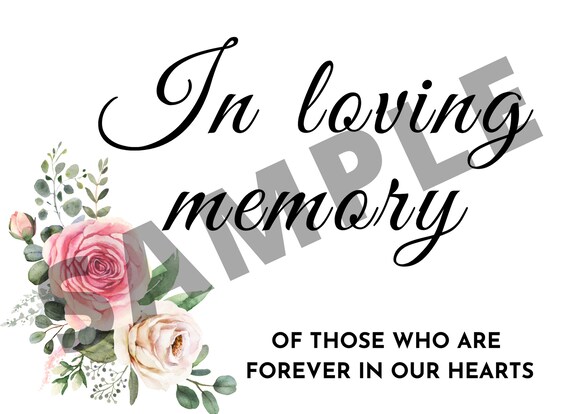 In Loving Memory Wedding Sign Printable Pink Rose Wedding - Etsy