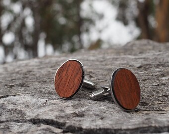 Jarrah Cufflinks – Oval cufflinks made from reclaimed Australian wood