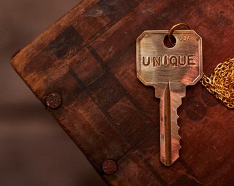 UNIQUE - hand stamped vintage key necklace - A gift for you or your awesome friend!