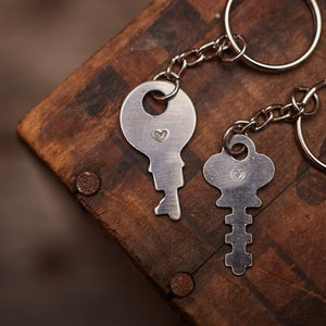 TINY STAMPED HEART vintage key keychain - A perfect gift for that special someone