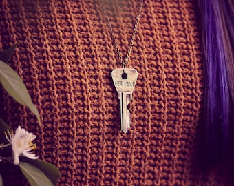 Custom Vintage Key Necklace - YOU choose the key and necklace! - Multiple necklace and color choices.