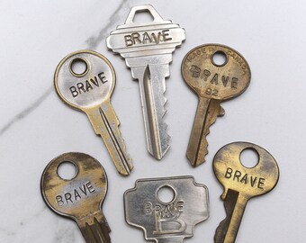 BRAVE key - hand stamped key necklace or keychain - A gift for you or your awesome friend!