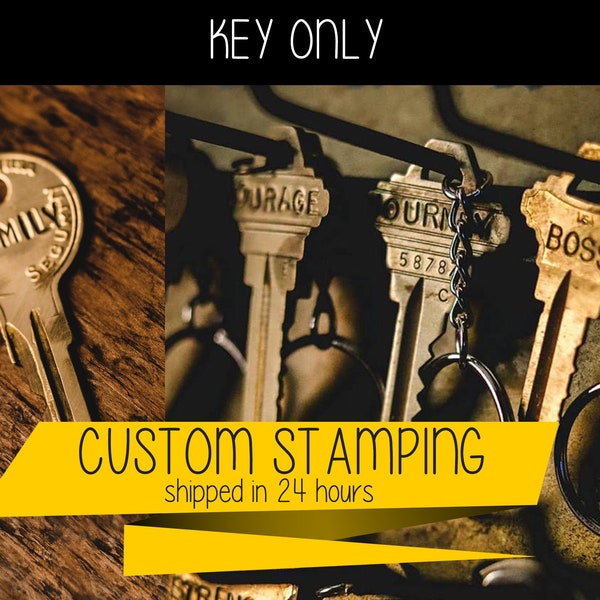 CUSTOM STAMPED KEY - Personalized Key - For a Necklace, Keychain, Gift, Present | Hand Stamped - no chain included