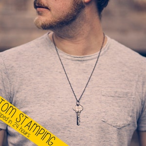Men&#39;s Personalized Vintage Key Necklace - YOU choose the key and necklace! - Gift for Him - Multiple necklace lengths and color choices.