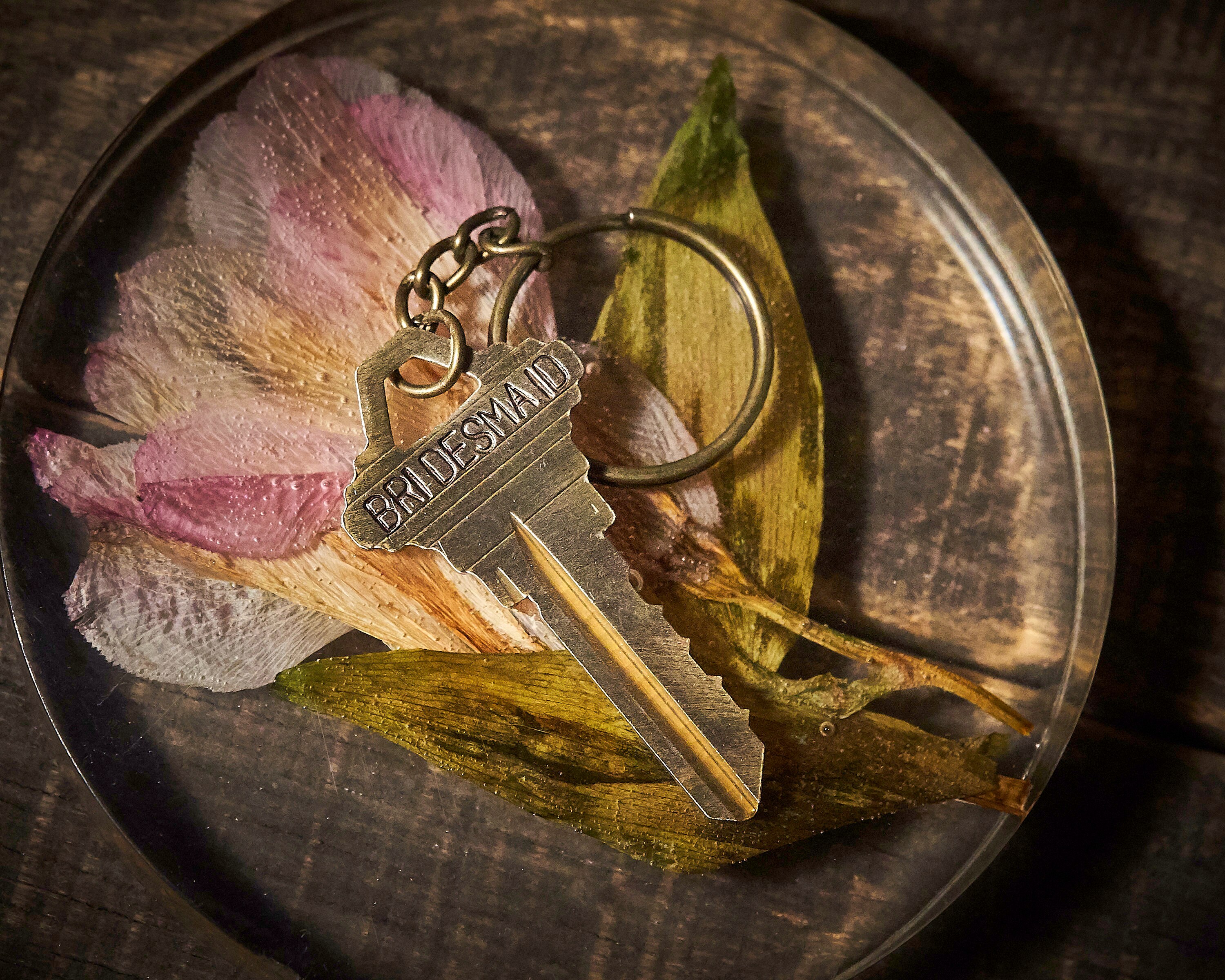 Bridesmaid Vintage Stamped Key Chain - Bridesmaids Gifts, Giving Key, Engraved Key Chain, Brides Maids