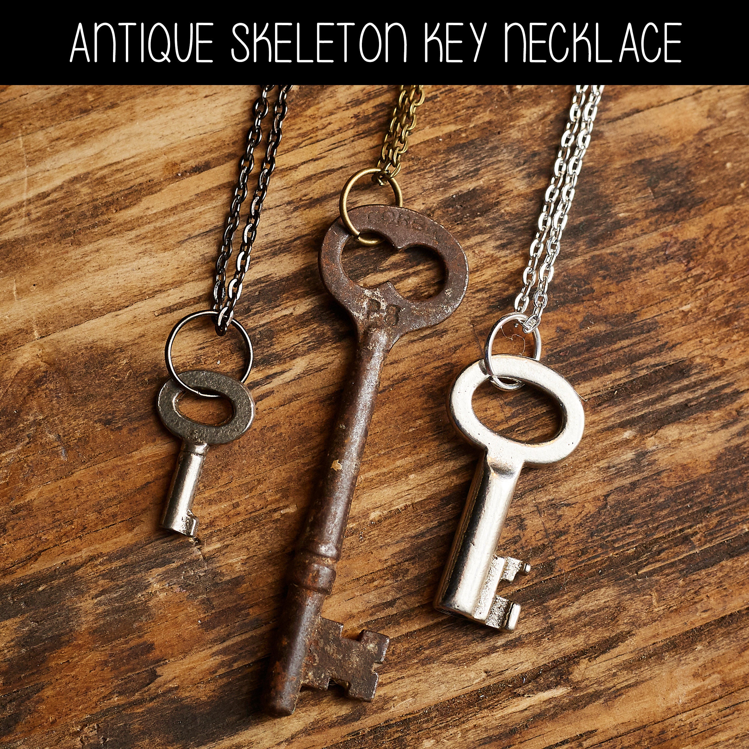 necklace Mens Key Antique Skeleton Key Vintage Key Ooak Skeleton Key Pendant