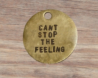 Can't Stop The Feeling - Justin Timberlake Song Lyrics Keychain - stamped key keychain - Available Hand Hammered - Music, Band, Records