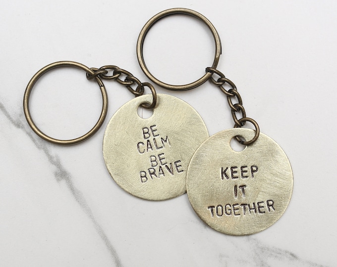 GUSTER Song Lyrics Keychain - stamped key keychain - Available Hand Hammered - Music, Band, Records, Keep It Together, Be Calm Be Brave