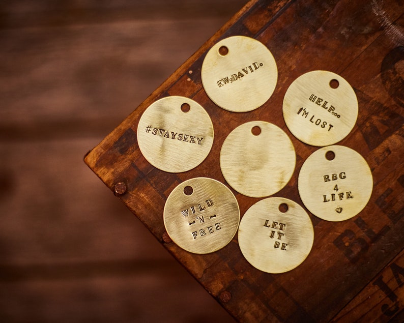 CUSTOM STAMPED 1.5 Brass Tag Keychain Customizable Etsy