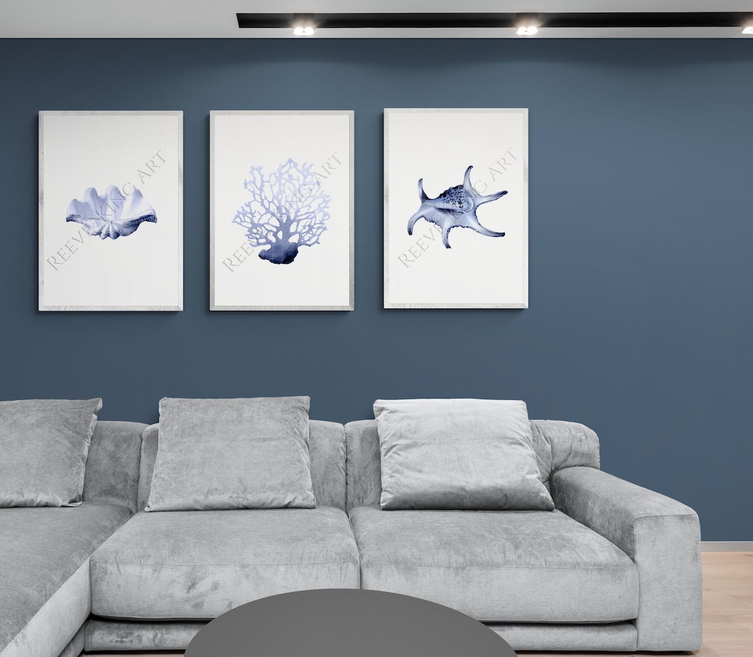 Hamptons Wall Art Prints Set of 3 Nautical Shells and Coral Etsy — free download