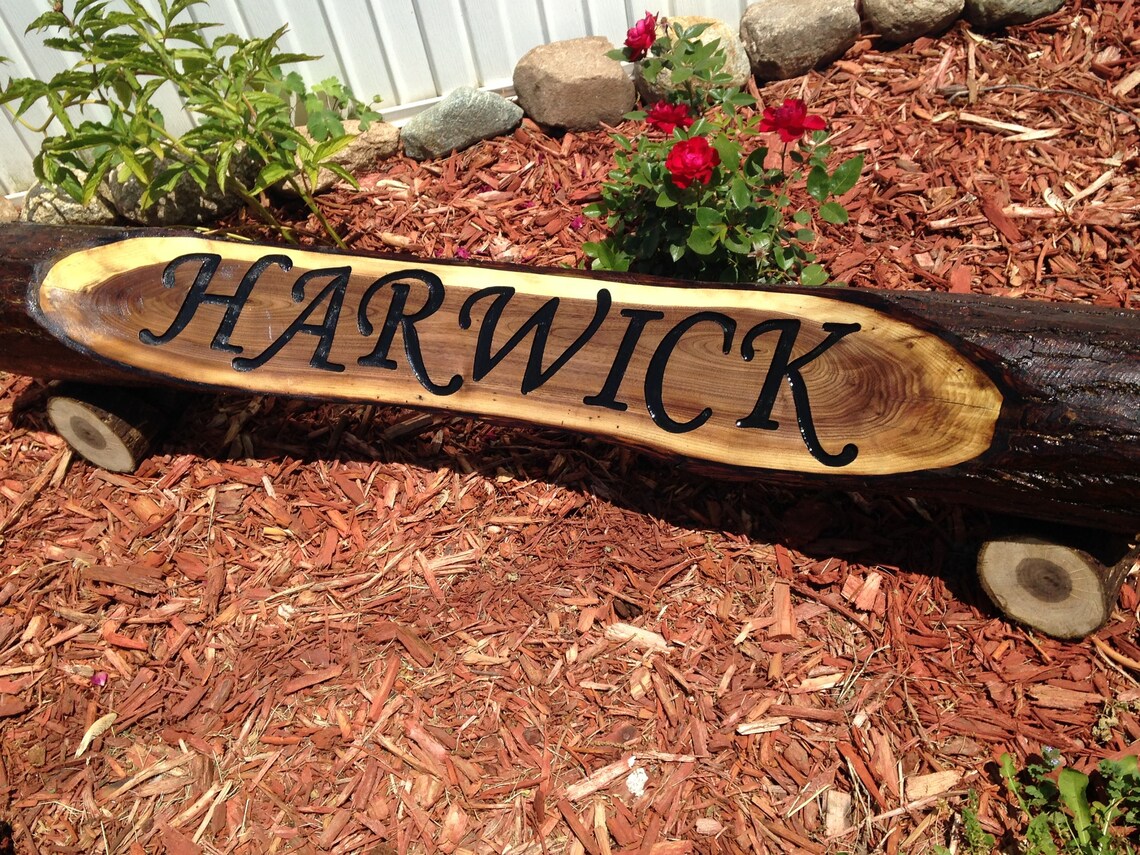 Custom Carved Wooden Log Sign Etsy