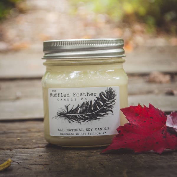 Blue Ridge Autumn Soy Candle, All Natural Soy Candle, 10oz, Previously Alleghany Autumn, The Ruffled Feather Candle Co.