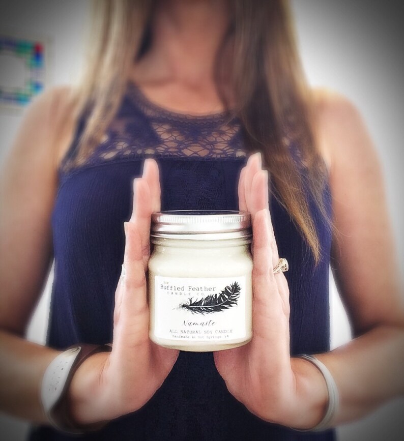 Namaste, Patchouli Soy Candle, the Spa, All Natural Soy Candle, 10oz, the Ruffled Feather Candle